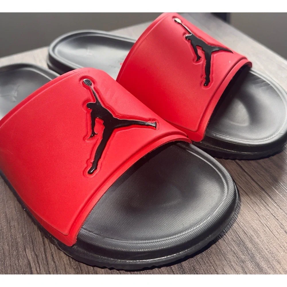 Jordan Play Slides Mens Red Black Athletic Sandals Jumpman Size 8